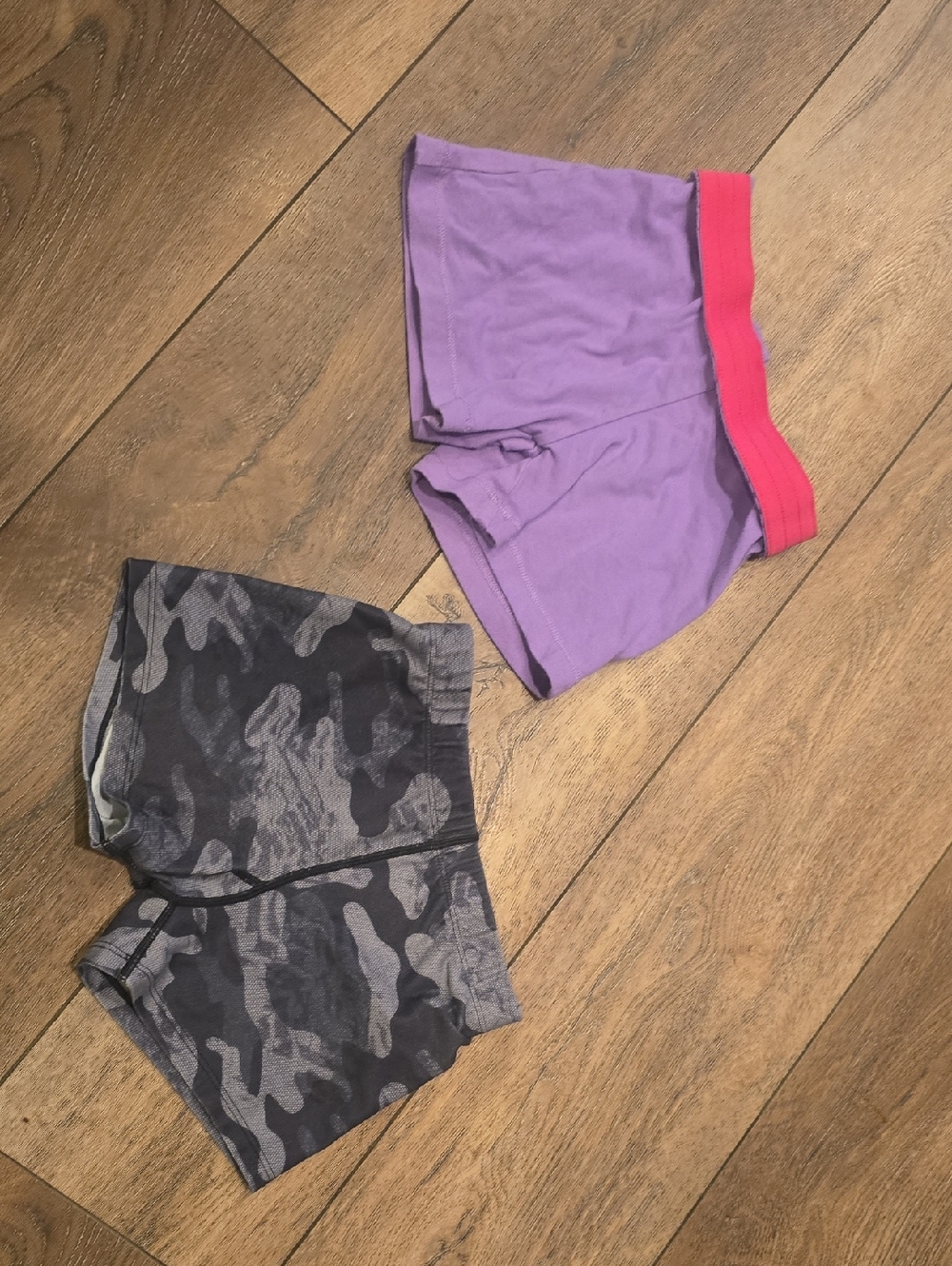 wonder nation Purple Shorts with Pink Waistband and Gray Camo Shorts
